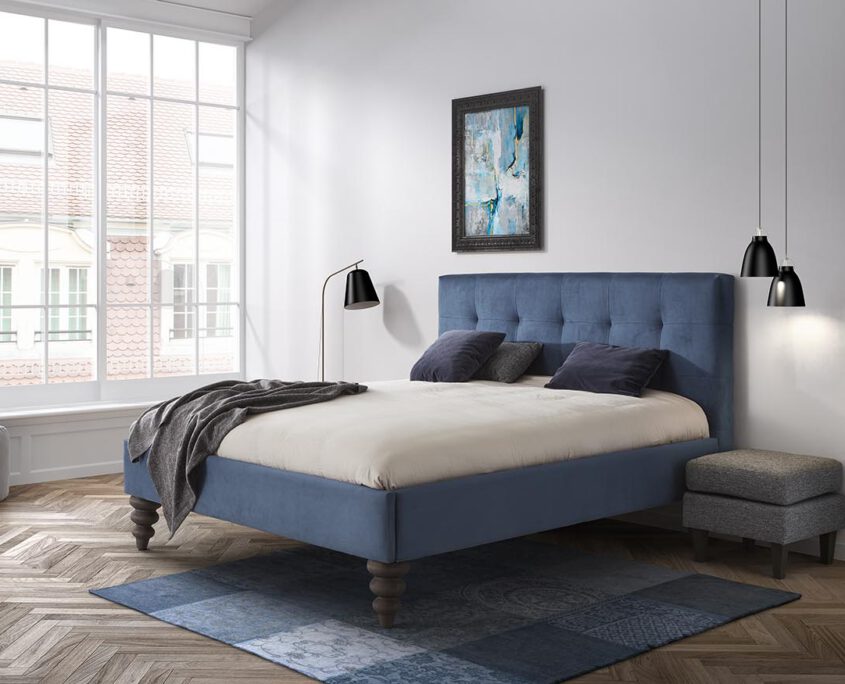 bedombouw, ledikant Samos in de showroom van Bedding in Ede